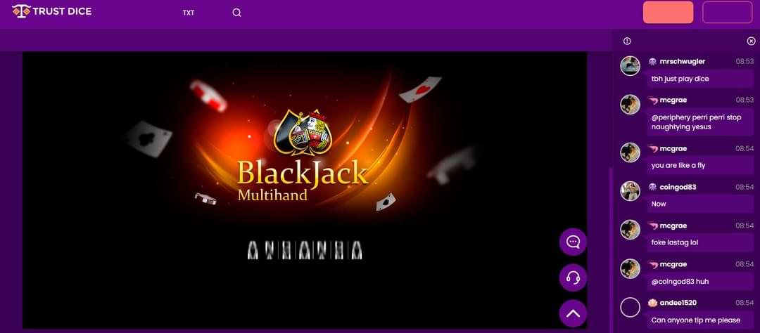 Блэкджек на биткоины в Trust Dice Casino