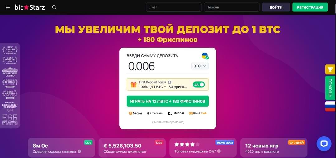 Биткоин казино BitStarz
