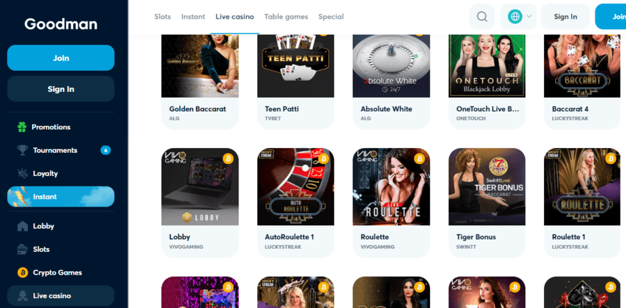 Goodman casino live