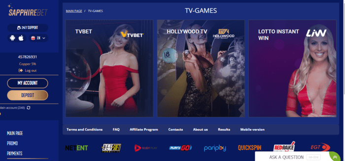 Sapphirebets TV Games