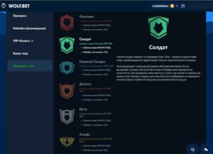 VIP программа онлайн казино Wolf bet