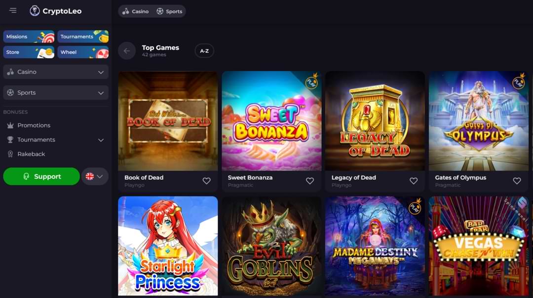 CryptoLeo Casino Games